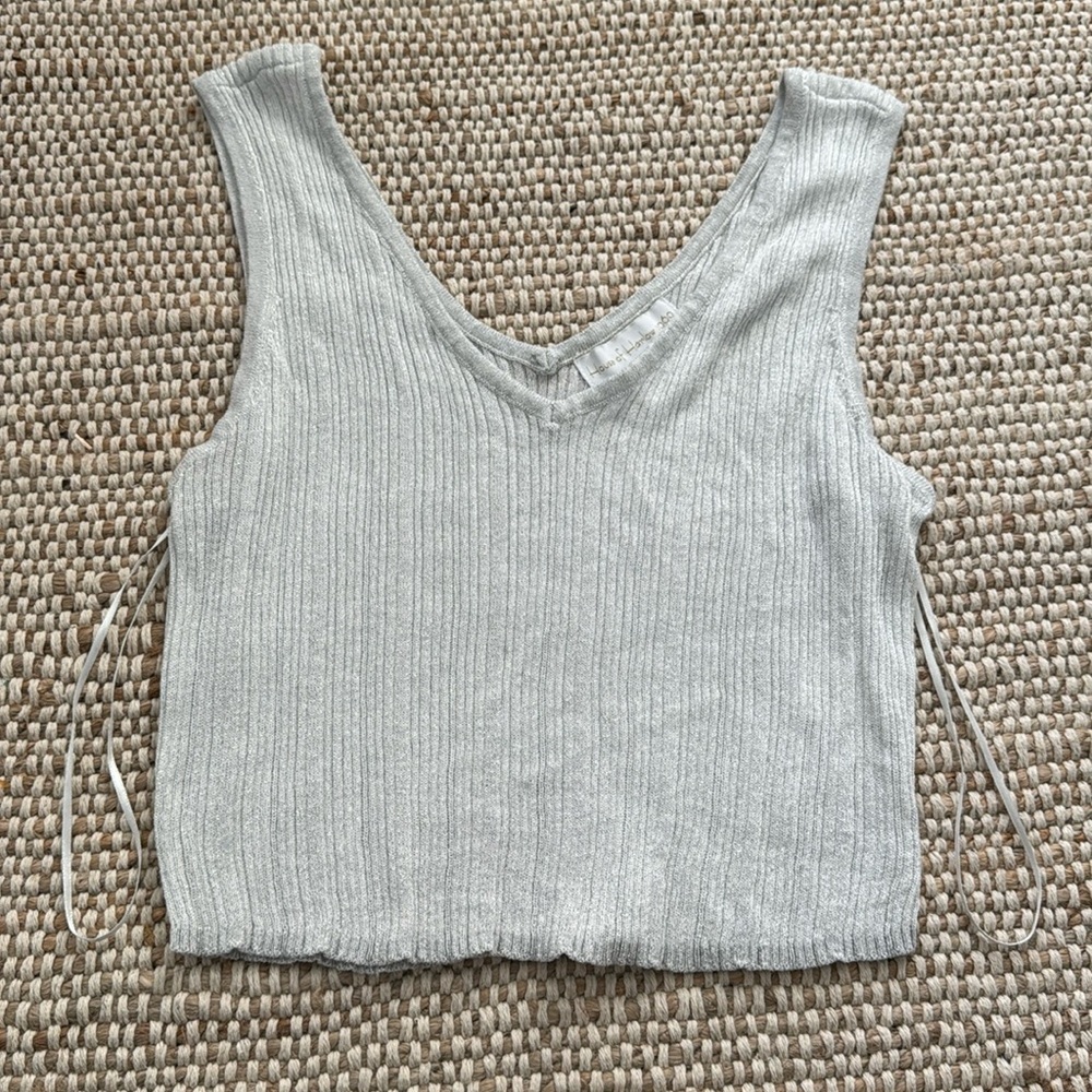 House of Harlow shimmer silver sparkle tank grey silver